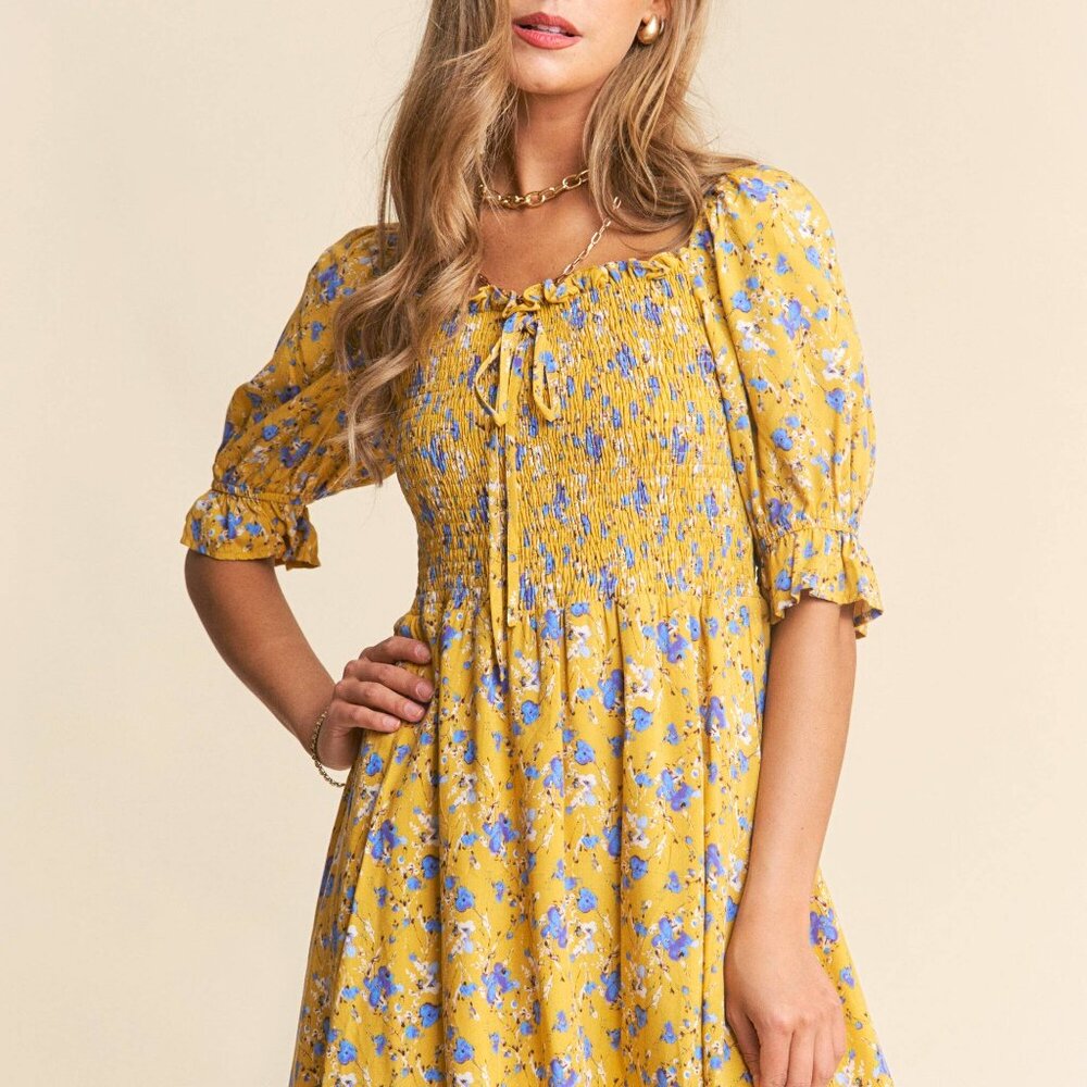 Floral Smocked Mini Dress